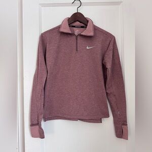 Nike Running Dri Fit Mauve Quarter-Zip Top. Small